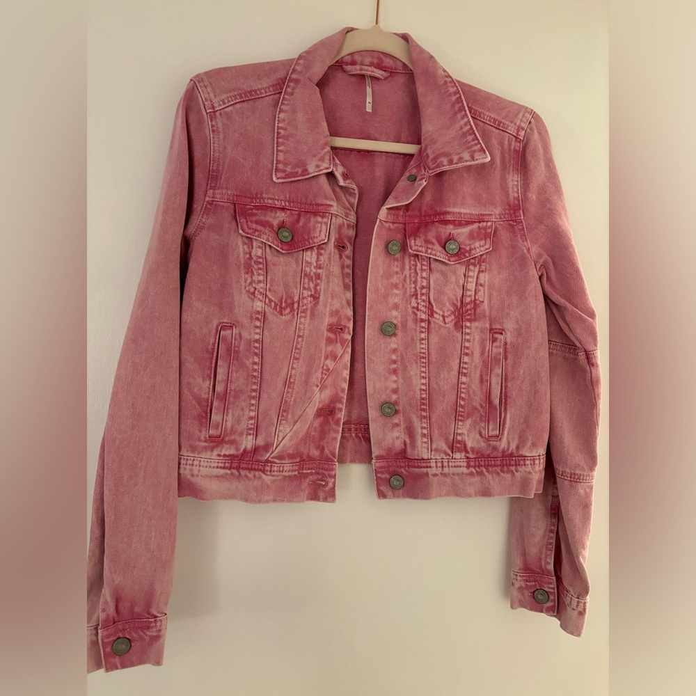 Free People Pink Denim Jacket NWOT